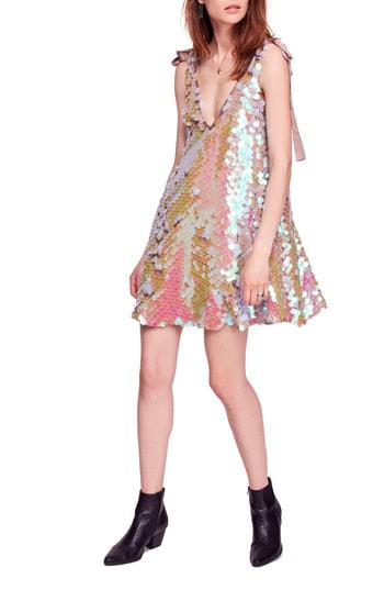 Women's Free People Penelope Glitter Disc Sequin Swing Dress - Blue/green