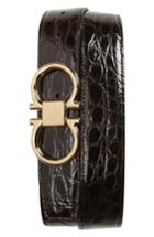 Men's Salvatore Ferragamo Crocodile Leather Belt - Dark Brown