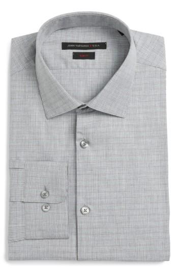 Men's John Varvatos Star Usa Slim Fit Plaid Dress Shirt R - Grey