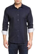 Men's Bugatchi Shaped Fit Rectangle Jacquard Sport Shirt