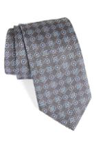 Men's David Donahue Medallion Silk Tie, Size X-long - Black