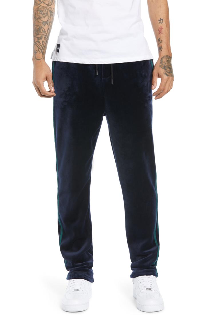 Men's Native Youth Slim Fit Velour Track Pants - Blue