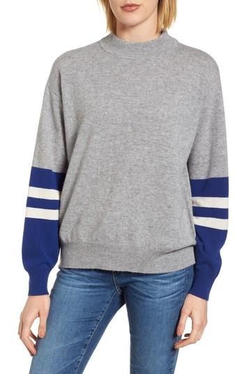 Women's Velvet By Graham & Spencer Colorblock Cashmere Sweater - Grey