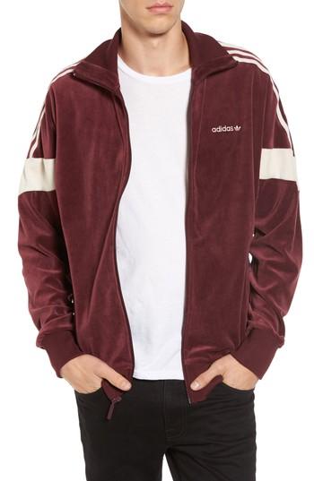 Men's Adidas Velour Track Jacket - Burgundy