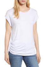 Women's Bobeau Ruched Cap Sleeve Boyfriend Tee - White