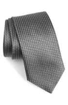 Men's David Donahue Geometric Print Silk Tie, Size - Grey