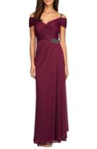 Women's Alex Evenings Embellished Cold Shoulder Gown - Purple