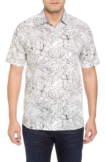 Men's Tommy Bahama Sarasota Sketch Standard Fit Stretch Cotton Camp Shirt - White