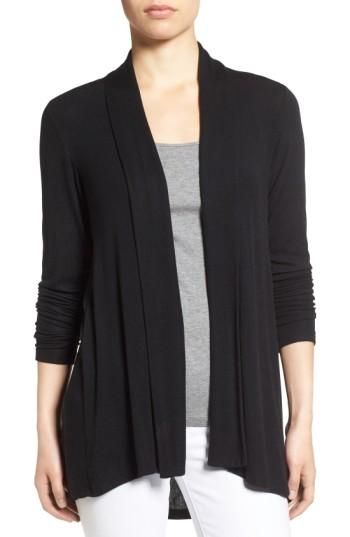 Women's Bobeau High/low Jersey Cardigan, Size - Black