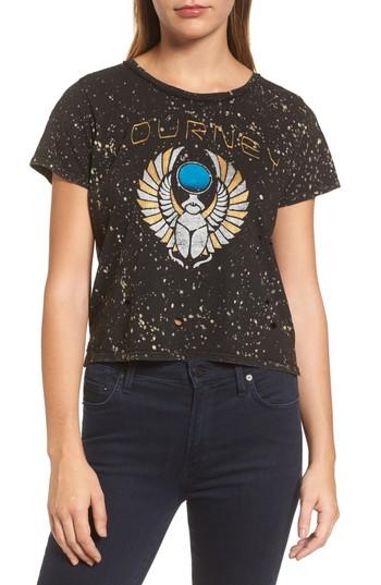 Women's Lucky Brand Journey Metallic Graphic Distressed Tee - Black