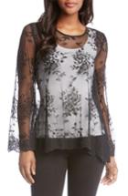 Women's Karen Kane Sheer Lace Bell Sleeve Top - Black