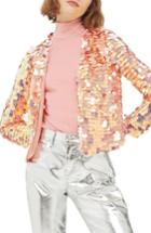 Women's Topshop Paillette Jacket Us (fits Like 0) - Pink
