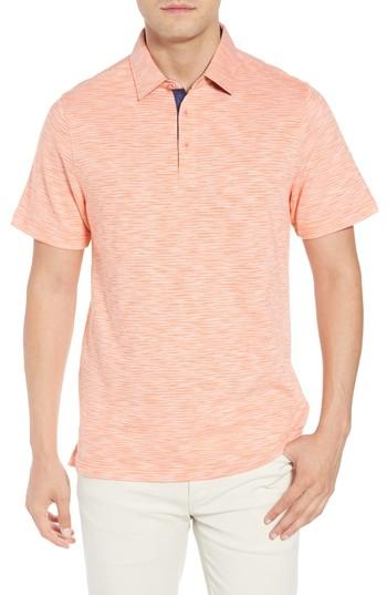 Men's Bugatchi Marled Stripe Polo - Orange