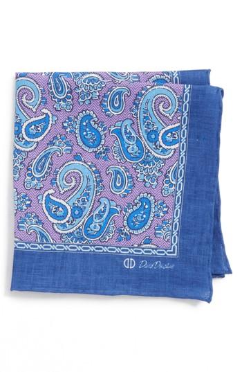Men's David Donahue Paisley Silk Pocket Square, Size - Purple