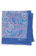 Men's David Donahue Paisley Silk Pocket Square, Size - Purple
