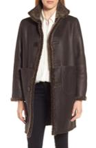 Women's Blue Duck Reversible Genuine Shearling Coat - Brown