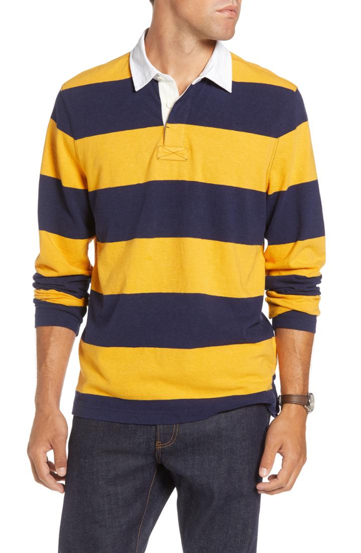 Men's 1901 Slub Stripe Long Sleeve Rugby Polo