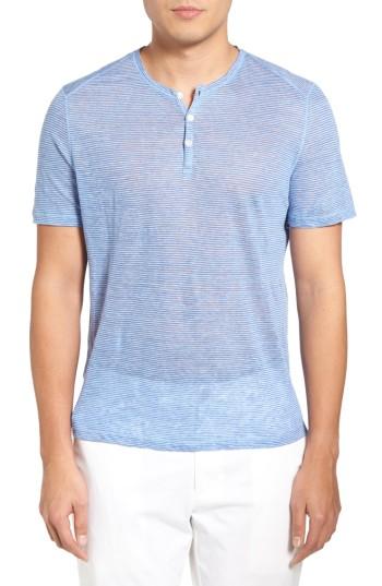 Men's Zachary Prell Carpel Stripe Linen Knit Henley - Blue