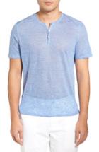 Men's Zachary Prell Carpel Stripe Linen Knit Henley - Blue