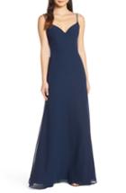 Women's Hayley Paige Occasions V-neck Chiffon Evening Dress - Blue