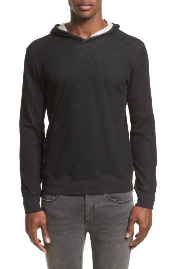 Men's John Varvatos Collection Crinkle Finish Hoodie, Size - Black
