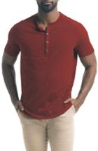 Men's Good Man Brand Short Sleeve Slub Henley, Size - Red