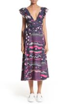 Women's Marc Jacobs Glories Crepe Back Satin Midi Wrap Dress - Blue