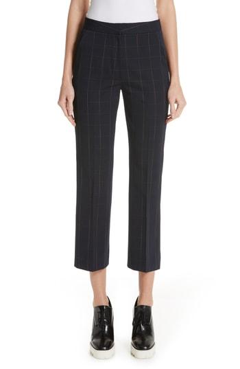 Women's Stella Mccartney Carlie Check Wool Ankle Trousers Us / 42 It - Blue