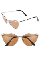 Women's Balenciaga 62mm Oversize Cat Eye Sunglasses - Shiny Palladium/ Brown