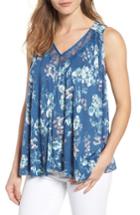 Women's Lucky Brand Wildflower Lace Trim Tank - Blue