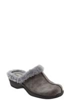 Women's Softwalk Abigail Clog With Faux Shearling Trim .5 M - Grey