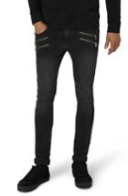Men's Topman Double Zip Spray-on Jeans X 32 - Black