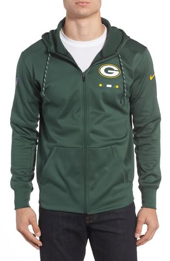 Men's Nike Therma-fit Nfl Graphic Zip Hoodie, Size - Green