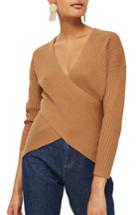 Women's Topshop Wrap Front Sweater Us (fits Like 2-4) - Beige