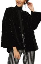 Women's Topshop Noelle Beaded Velvet Kimono Us (fits Like 0) - Black