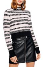Women's Topshop Fair Isle Crop Sweater Us (fits Like 10-12) - Black