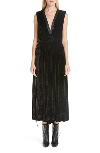 Women's Adam Lippes Velvet Midi Dress - Black