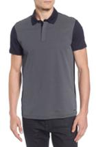 Men's Boss Orange Slim Fit Micro Pattern Polo - Blue