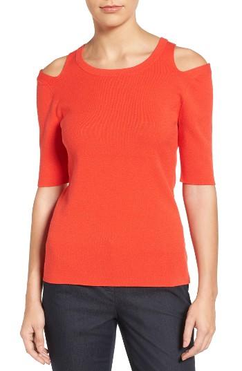 Women's Halogen Cold Shoulder Sweater - Red