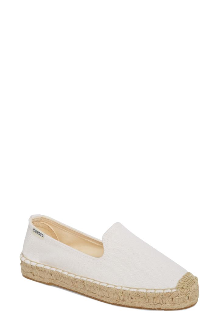 Women's Soludos Platform Espadrille Flat .5 M - White