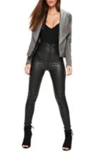 Women's Missguided Faux Leather Open Front Jacket Us / 4 Uk - Grey