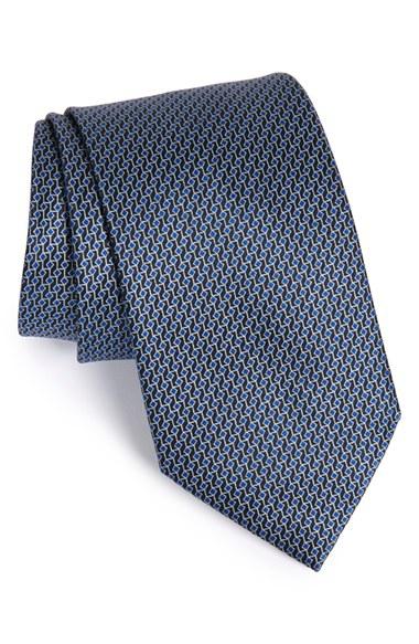 Men's Brioni Geometric Silk Tie, Size - Blue