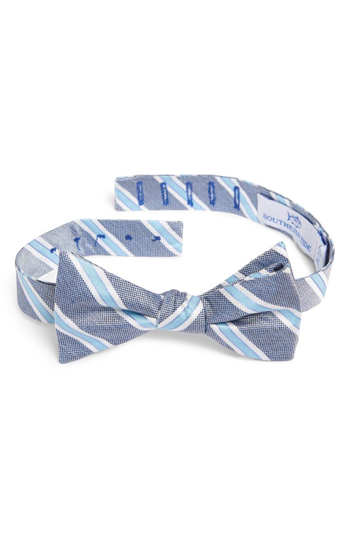 Men's Southern Tide Hilton Stripe Silk Bow Tie, Size - Blue