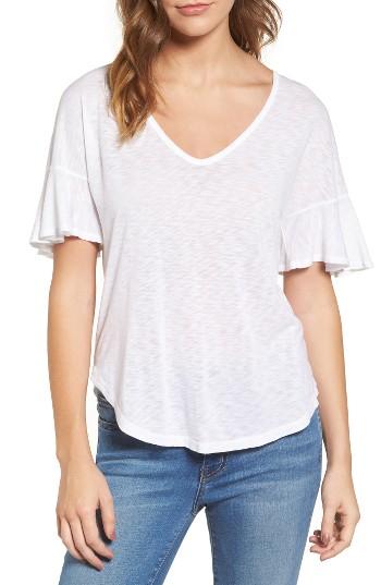 Women's Splendid Ruffle Sleeve Tee - White