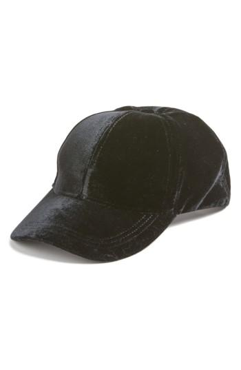 Women's Hinge Velvet Baseball Cap - Black
