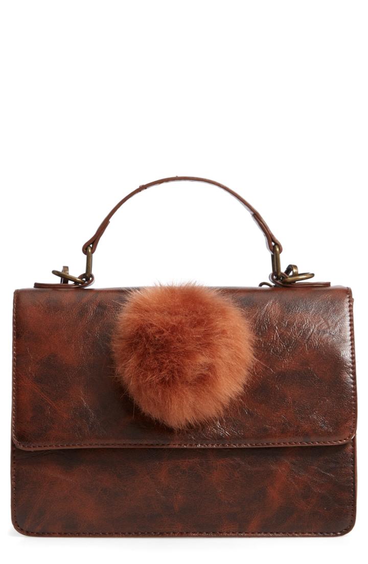 Muche Et Muchette Eleanor Faux Leather Satchel With Faux Fur Pom -