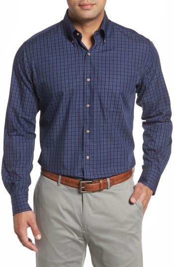 Men's Peter Millar Autumn Check Fit Sport Shirt, Size Small - Blue
