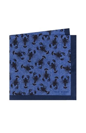 Men's Ted Baker London Scorpion Silk Pocket Square, Size - Blue