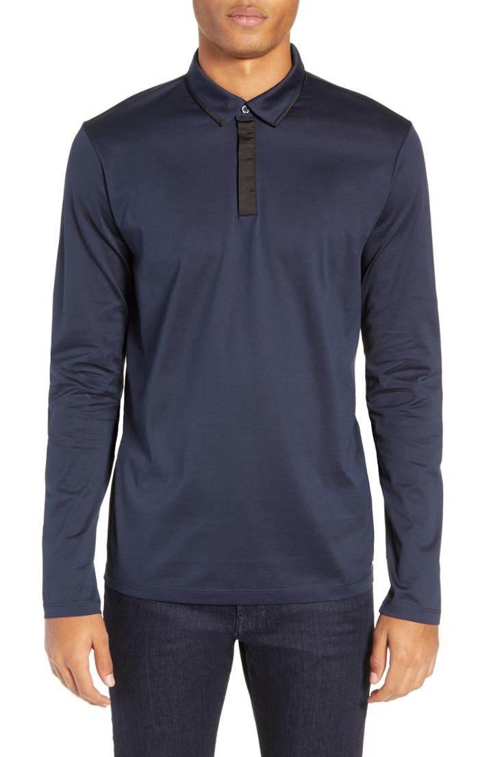 Men's Hugo Dalendar Mercerized Cotton Slim Fit Polo Shirt - Blue