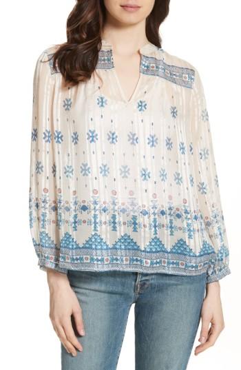 Women's Joie Sendoa Print Silk Blouse, Size - Beige